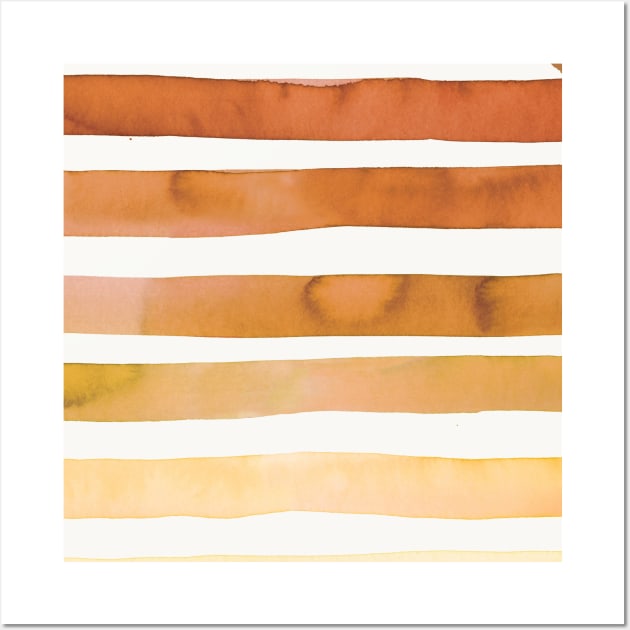 Watercolor Desert Sunset Summer Stripes Wall Art by ninoladesign